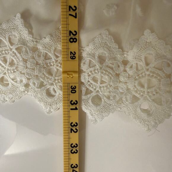 Love X Design Rina Long Sleeve Dotted Chiffon Cream Lace Dress Large Boho Chic - Picture 10 of 11